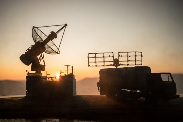 Mobile radar system at sunset
