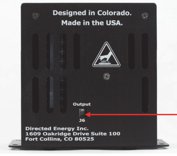PIM-Mini-200 rear panel showing the Current Output J6 socket