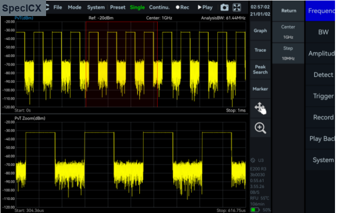 Power Detection Analysis mode in SpecICX-gen3