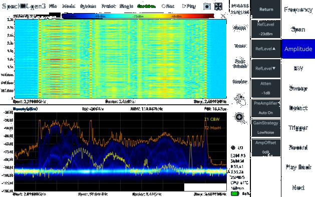 Real-time spectrum analysis screen