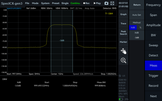 OBW occupied bandwidth measurement