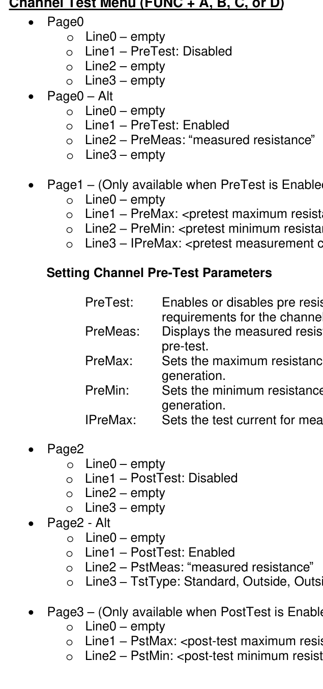 MODE menu structure
