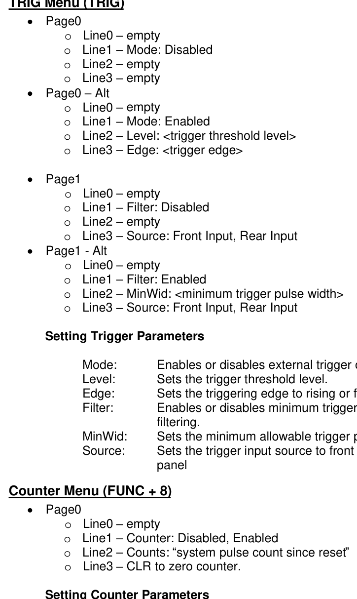 Channel menu structure