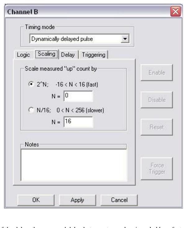 Dynamically Delayed Pulse Scaling tab