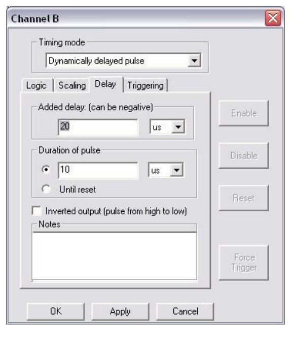 Dynamically Delayed Pulse Delay tab