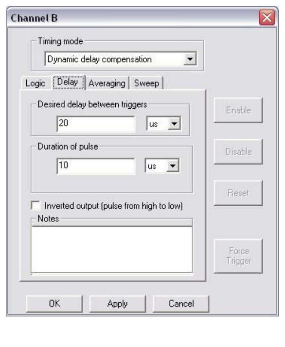 Dynamic Delay Compensation Delay tab with Desired delay setting