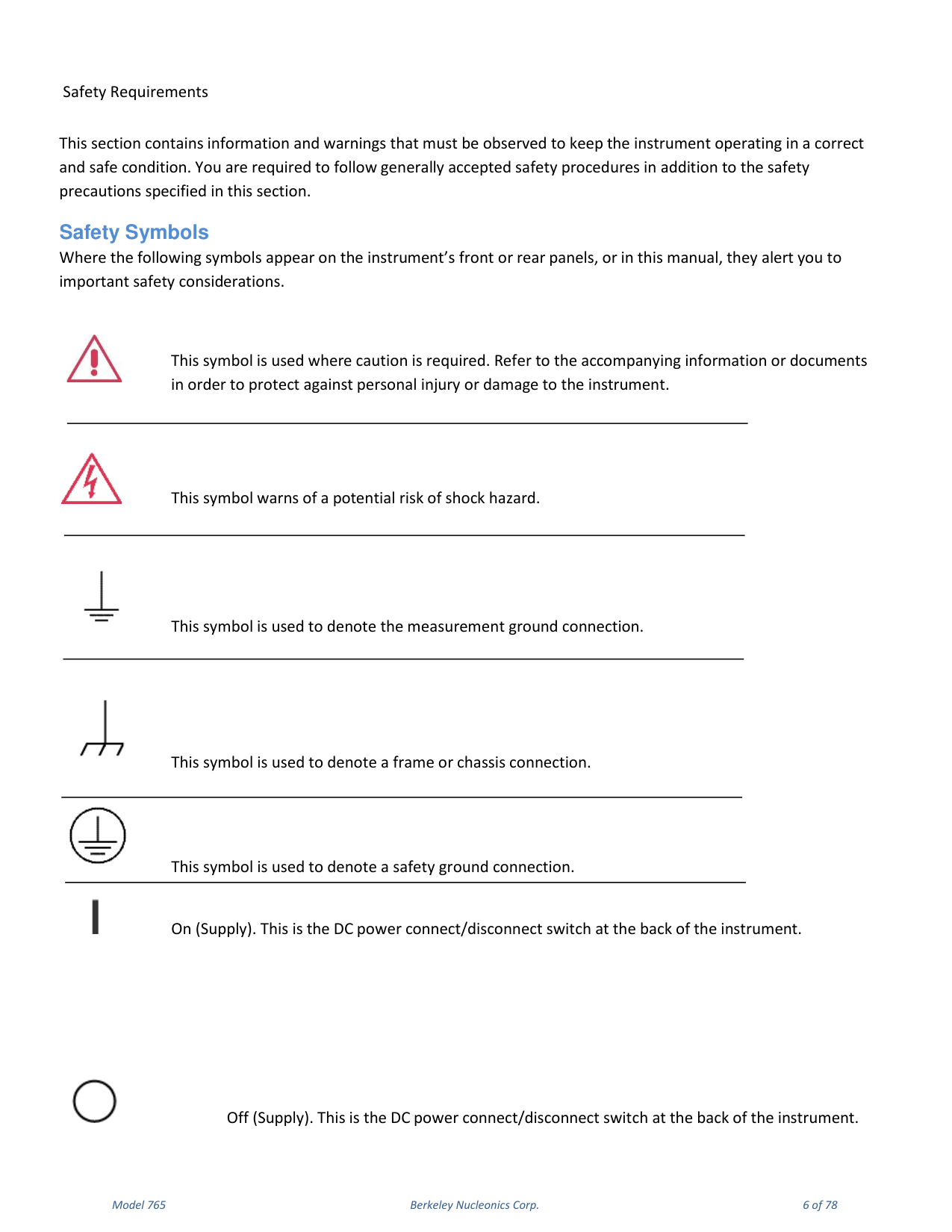 Model 765 user manual page 6