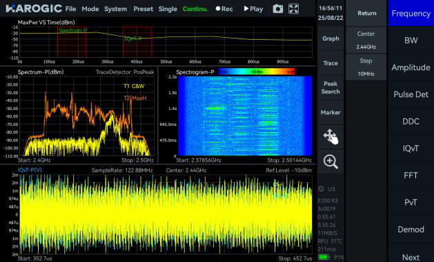 SpecICX-gen3 screenshot: IQ Streaming mode in SpecICX-gen3.