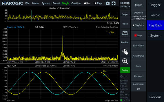 SpecICX-gen3 screenshot: Data Record and Playback.